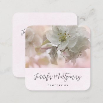 White Apple Blossom Photograph Square Business Card by AxisMundi at Zazzle