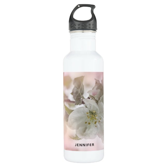 White Apple Blossom Photograph Stainless Steel Water Bottle (Front)