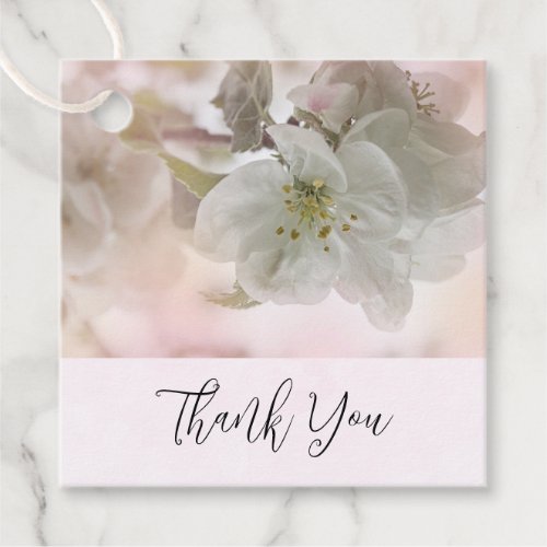 White Apple Blossom Photograph Thank You Favor Tags