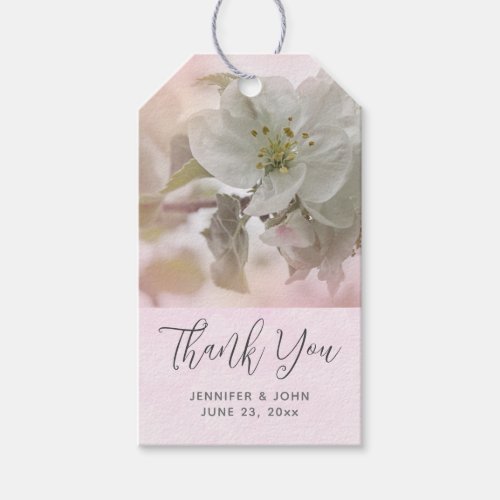 White Apple Blossom Photograph Wedding Gift Tags