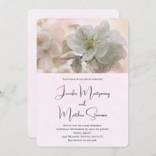 White Apple Blossom Photograph Wedding Invitation