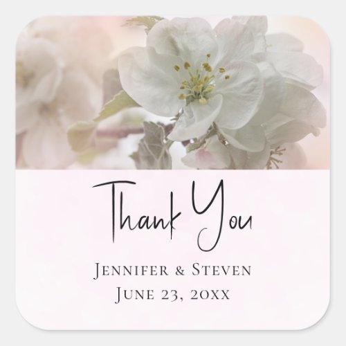 White Apple Blossom Photograph Wedding Square Sticker