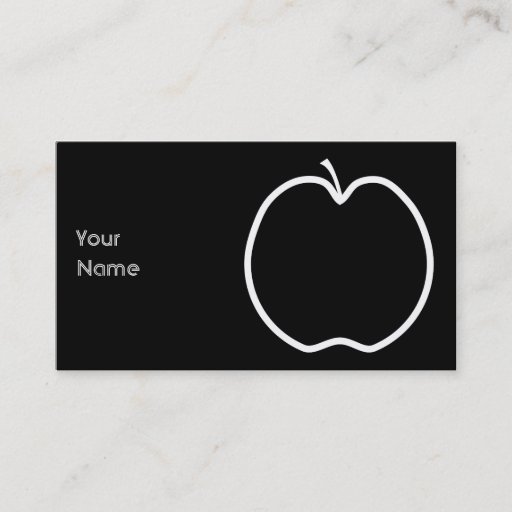 Customizable White Apple Outline. Business Card Template