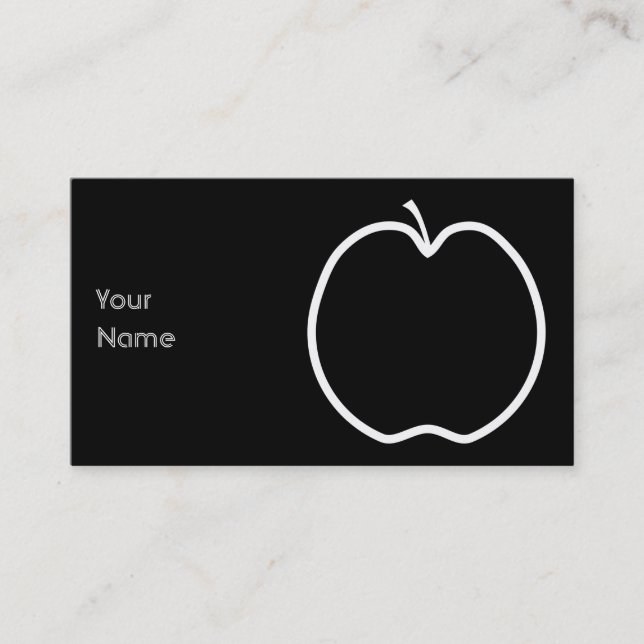 White Apple Outline. Business Card (Front)