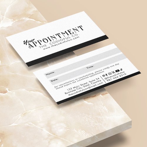 White Appointment Card