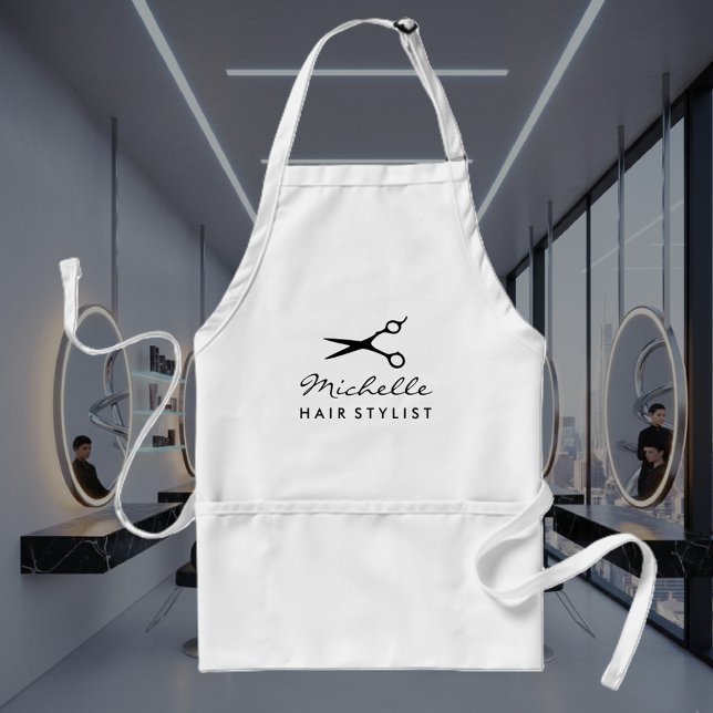 White apron for hair salon stylist or barber shop (Hair salon apron)