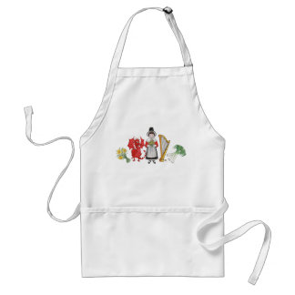 White Apron: Welsh Daffodils Dragon Leeks Harp Adult Apron
