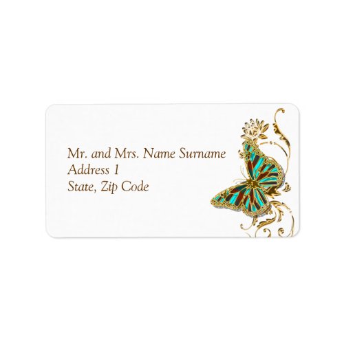 White aqua gold country flower label