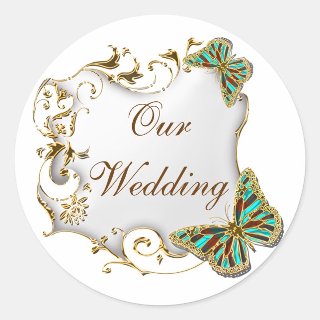 White aqua gold favor seals (Front)