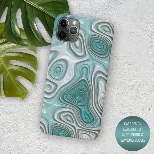 White Aqua Turquoise Green Swirl Art Pattern iPhone 11 Case