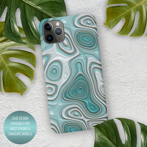 White Aqua Turquoise Green Swirl Art Pattern iPhone 15 Pro Max Case