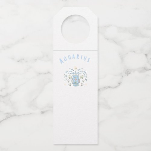 White Aquarius, zodiac, star sign print Bottle Hanger Tag