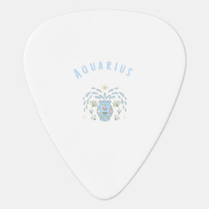 White Aquarius, zodiac, star sign print Guitar Pick