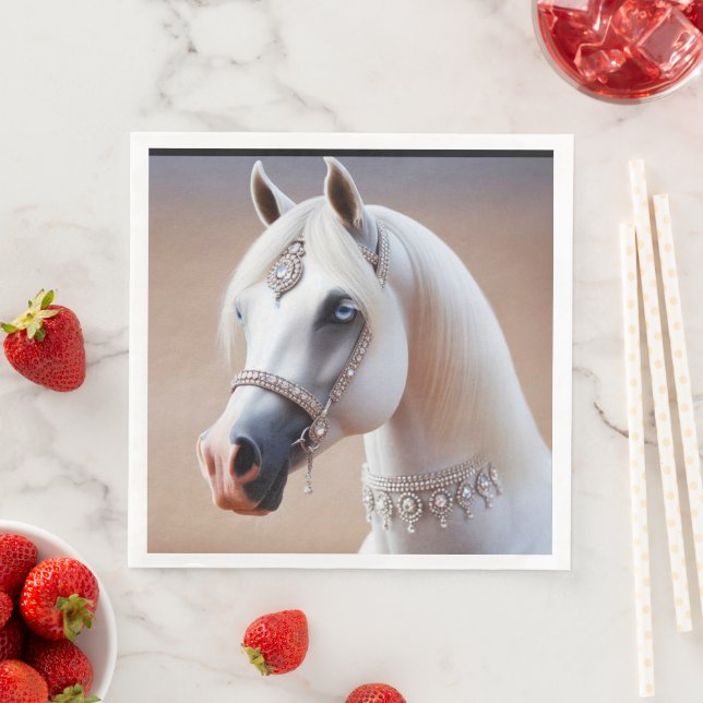 White Arabian Horse Paper Dinner Napkins (Insitu)