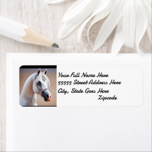 White Arabian Horse return address Label