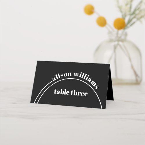 White arch and typography black minimalist wedding place card