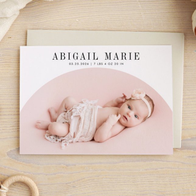 White Arch Frame Birth Announcement Card  (Creator Uploaded)