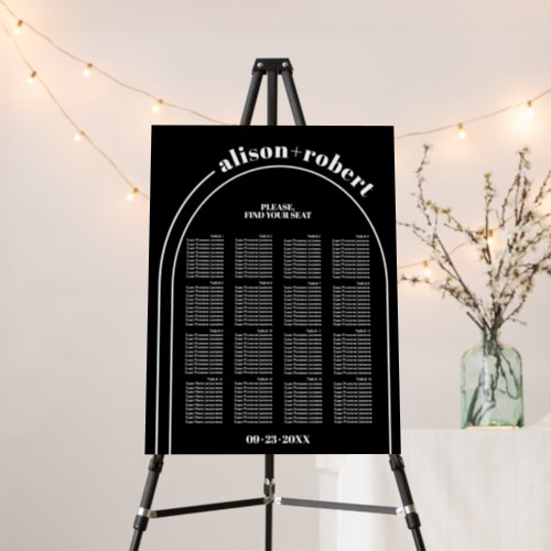 White arch typography wedding seating chart      foam board