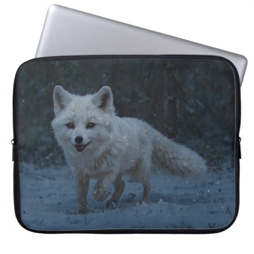 White Arctic Fox Laptop Sleeve