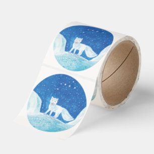 White Arctic Fox (Vulpes lagopus) Illustration    Classic Round Sticker