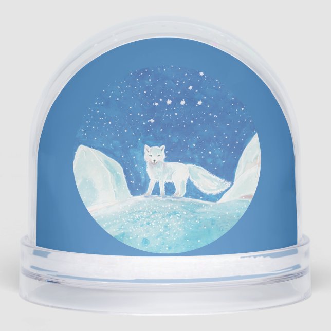 White Arctic Fox (Vulpes lagopus) Illustration  Snow Globe (Front)