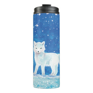 White Arctic Fox (Vulpes lagopus) Illustration Thermal Tumbler