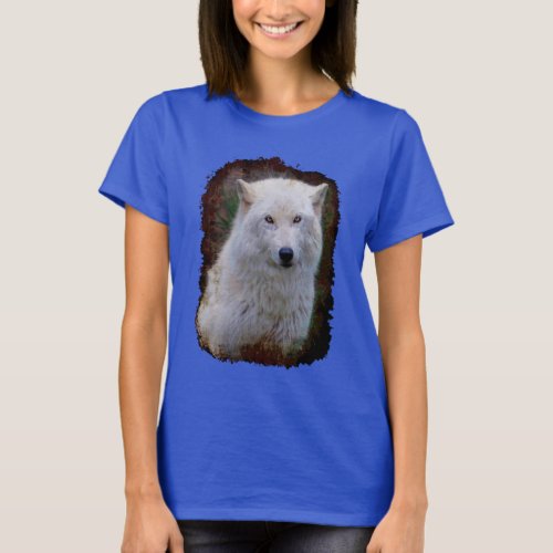 White Arctic Grey Wolf Wildlife Art T_Shirt