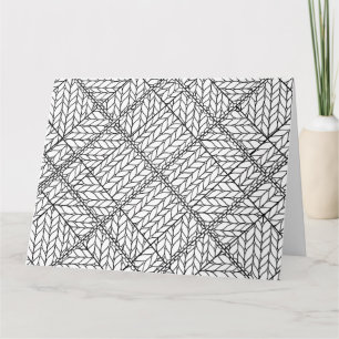 WHITE ARGYLE KNIT Big Greeting Card / Horizontal