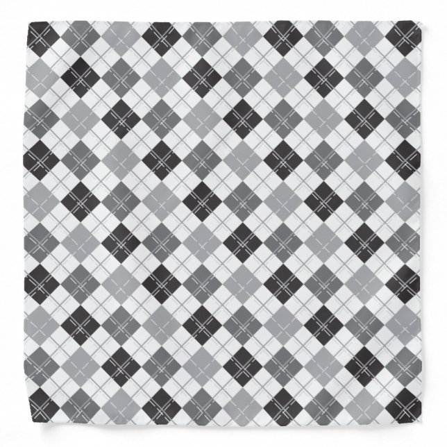 White Argyle Pattern Bandana (Front)