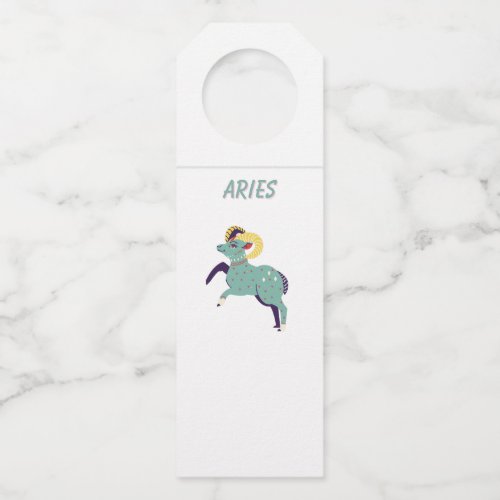 White Aries, zodiac, star sign print Bottle Hanger Tag