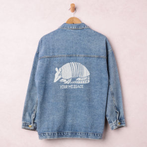 White Armadillo Personalized Graphic Denim Jacket