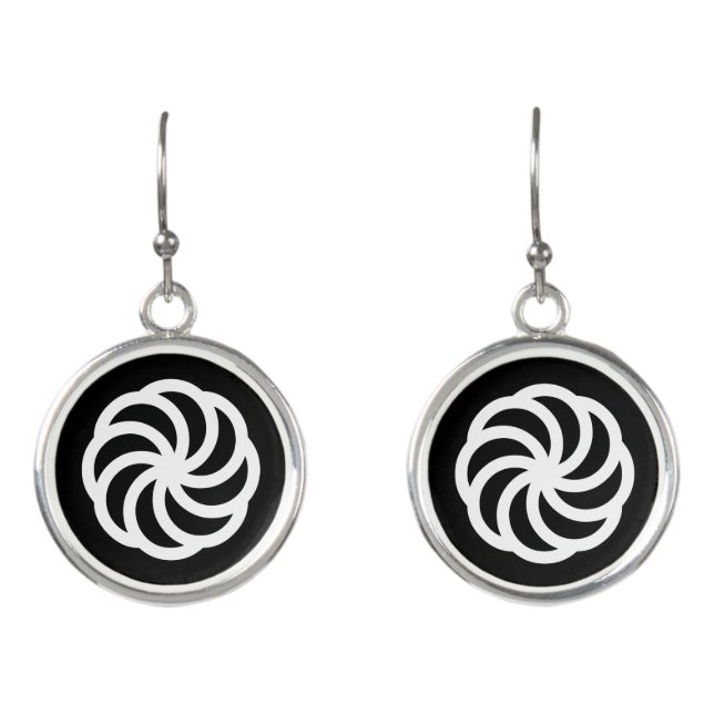 White Armenian Eternity Symbol on Black Earrings (Front)