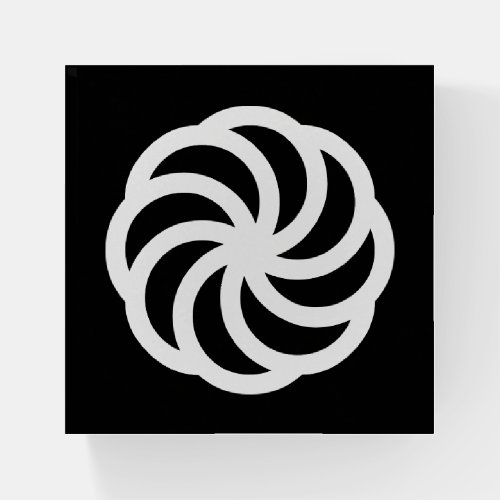 White Armenian Eternity Symbol on Black Paperweight