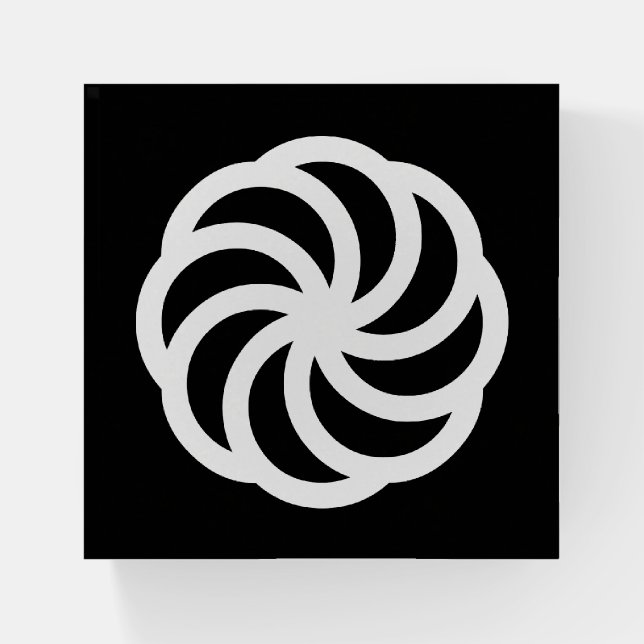 White Armenian Eternity Symbol on Black Paperweight (Front)