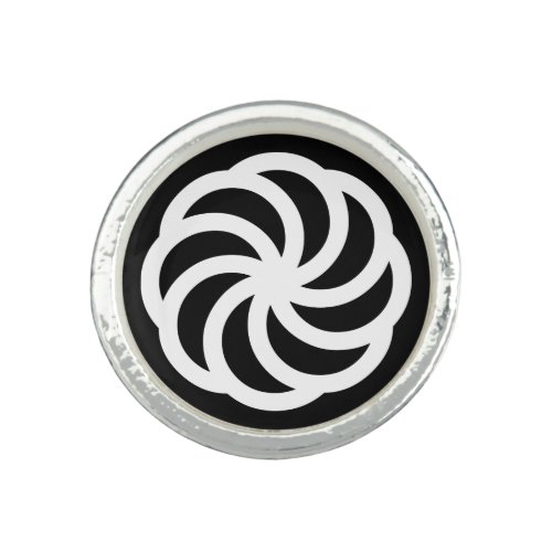 White Armenian Eternity Symbol on Black Ring