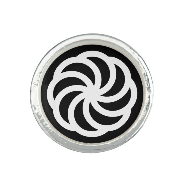 White Armenian Eternity Symbol on Black Ring (Front)