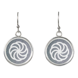 White Armenian Eternity Symbol on Silver Glitter Earrings