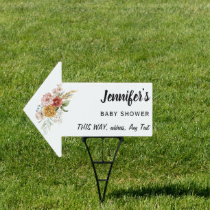 White Arrow Red & Gold Baby Shower 18x24  Sign