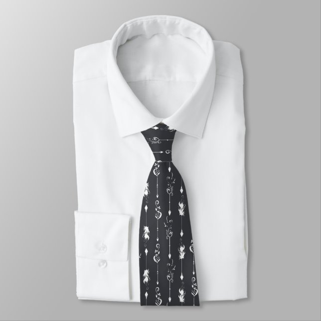 White Arrows Neck Tie (Tied)