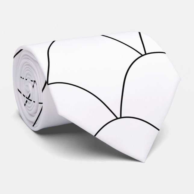 White Art Deco Design Neck Tie (Rolled)