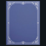 White Art Deco Frame on Dusty Blue Letterhead<br><div class="desc">A beautiful and elegant white frame in a dusty blue background creates a classy and elegant art deco letterhead paper.  Perfect for correspondence,  flyers,  and invitations.</div>
