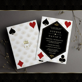 White Art Deco Gatsby Casino Vegas Poker Wedding  Invitation by Go4Wedding at Zazzle