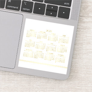 White Art Deco Gold Yearly Calendar 2023 Sticker