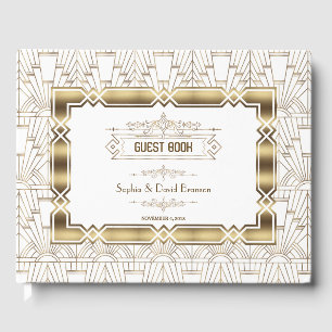 White Art Deco Great Gatsby 1920s Style Wedding Guest Book