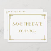 White Art Deco Great Gatsby Save The Date Postcard (Front/Back)
