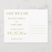 White Art Deco Great Gatsby Save The Date Postcard (Back)