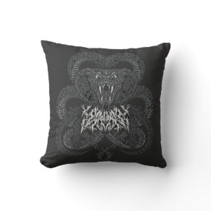 White Art Deco Serpent | Ornamental Cobra Graphic Throw Pillow