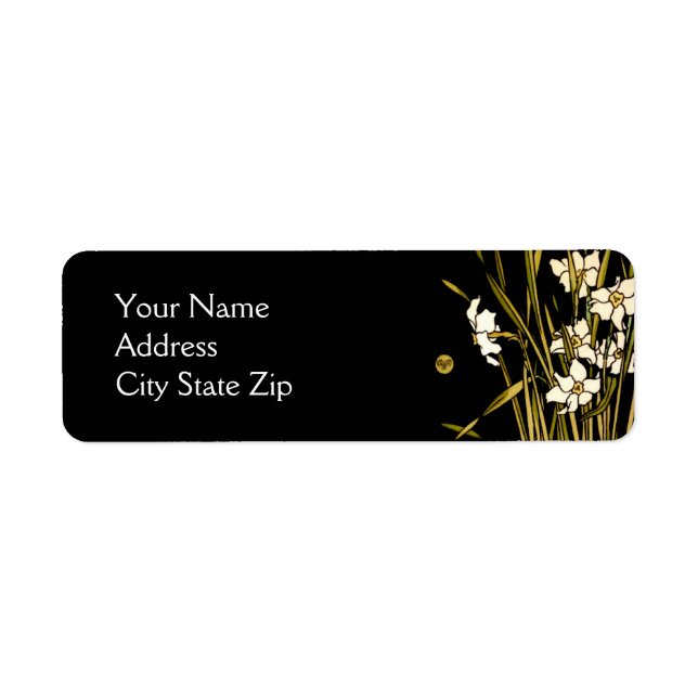 White art nouveau flowers label (Front)