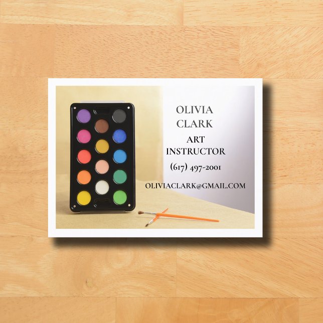 White Art Teacher Tutor  Educator Art Class  Business Card (Art Teacher Business Card White )