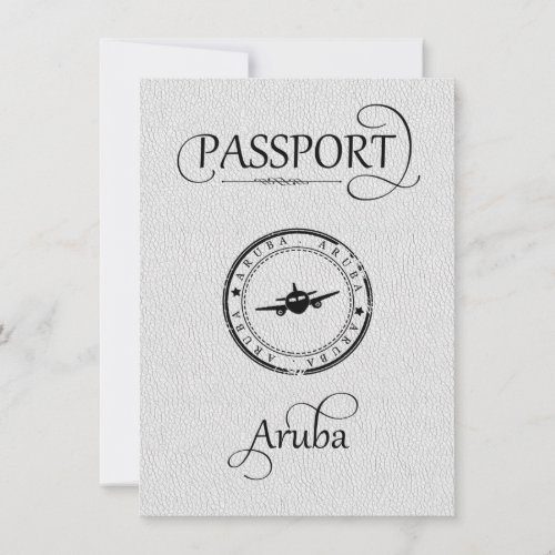 White Aruba Passport Save the Date Card